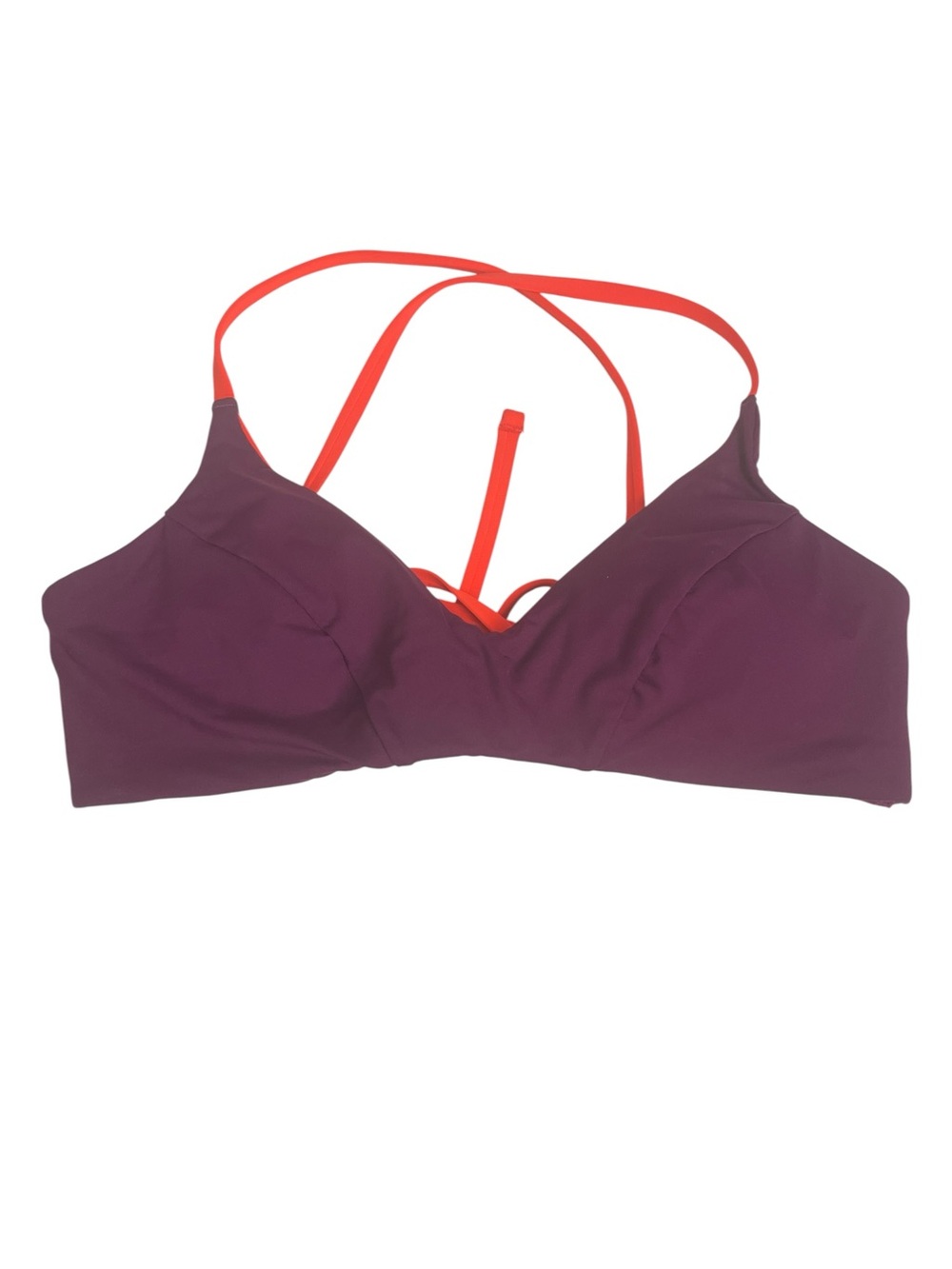 Athleta Colorblock Triangle Bikini Top Plum Red Crisscross Straps Size M